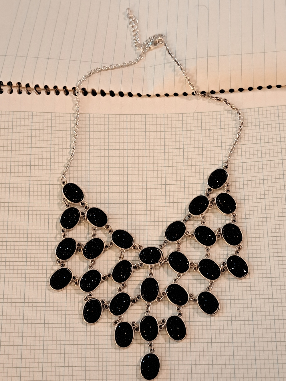 Sparkling Black Druzy Multi-Oval Statement Necklace - Women Jewelry